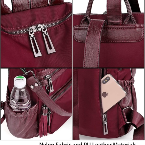 UTO Burgundy laptop Backpack - Picture 3 of 6